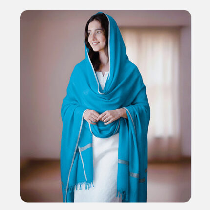 Firoji Blue Linen Cotton Pure Quality Plain Trendy Fancy Summer Special Dupatta for Women and Girls – Full Length 2.30m (Pack of 1)