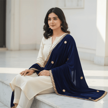 Aripan Cherry Velvet Gota Chunni Blue velvet cherry