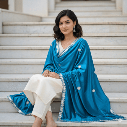 Aripan Cherry Velvet Gota Chunni Petrol velvet cherry