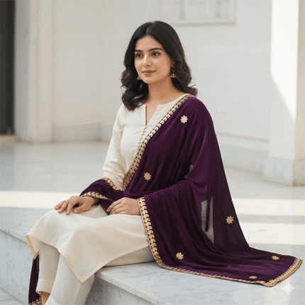 Aripan Cherry Velvet Gota Chunni Purple velvet cherry