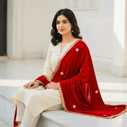 Aripan Cherry Velvet Gota Chunni Red velvet cherry